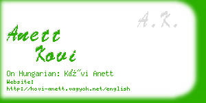 anett kovi business card